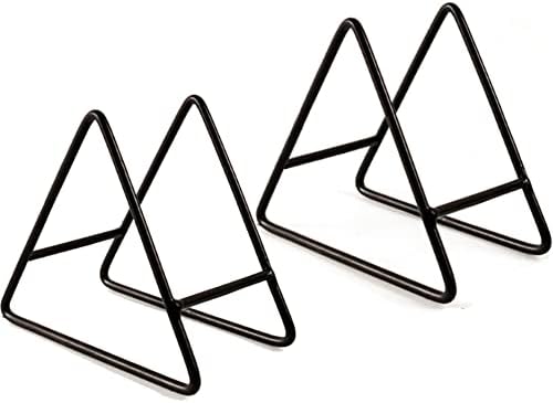 2pcs Iron Metal Metal Telder Triângulo Pequenos pratos pequenos montanha -rack stand rack home cozinha de cozinha organizador de caddy para montanhas -russas redondas e quadradas, preto