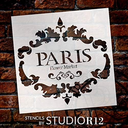 Estêncil do mercado de flores de Paris por Studior12 | DIY French Country Efêmer Decoração e móveis | Palavra da fazenda rústica