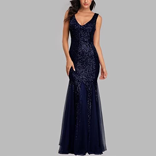 Vestido de noite feminino glitter lantejão corporcon sereia maxi vestido elegante e elegante vestido de convidado