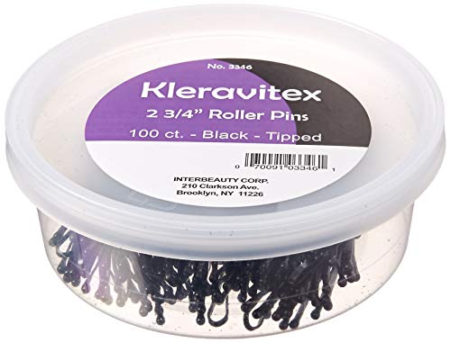 Kleravitex 2,75 Pinos de cabelo Jumbo Bobby Black - Pinos de estilo liso de ponta preta para mulheres - Perfeito para rolos - pinos