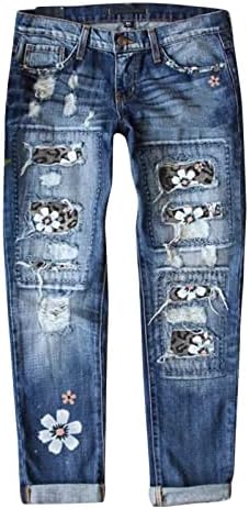 calça de jeans casual feminino Ilugu calças de perna reta jeans de jeans azul de jeans escuro para mulheres