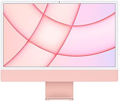 Apple 2021 IMAC Computador de mesa all-in-One com chip M1: CPU de 8 núcleos, GPU de 8 núcleos, tela de retina de 24 polegadas, RAM de 8 GB, armazenamento SSD de 512 GB, acessórios correspondentes. Funciona com iPhone/iPad; Rosa