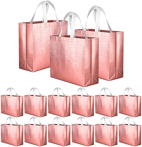 Cooraby 15 Pacote de sacolas elegantes não tecidas com alça de compras reutilizáveis ​​de compras reutilizáveis ​​12,2 x