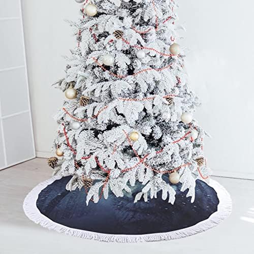Saia de árvore de natal de lobo do ártico para decorações de festas de festas com renda com borla