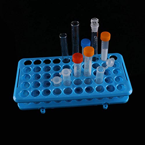 E-Outstanding Test Tube rack rack azul plástico de centrífuga racks com tubos de silicone 50 posições para 5 ml, 10ml,
