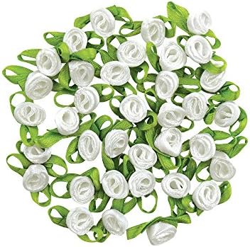 As noivas desejam rosas de fita wb421a, 0,3in com arcos, 36pc, branco