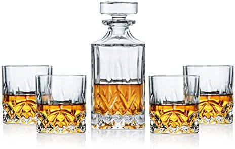 Wodexingko Whisky Decanter Conjuntos para homens, decantador de uísque clássico com óculos, decantador de bebidas alcoólicas para bourbon, uísque, vodka - presentes de uísque para homens. Presentes de bourbon para homens.