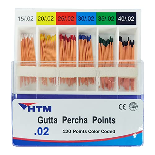 HTM Gutta Percha Points 0.02 Especial cônico15,20,25,30,35,40,15-40,45-80 por caixa 120 pontos （0,02-25-10