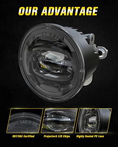 Montagem de luzes de nevoeiro LED compatível com Chevy Tahoe e Suburban Z71 1500 2001-2006, Pontiac Grand Prix 1994-2003, Pontiac Sunfire 2000-2005 Luzes de direção DOT aprovado