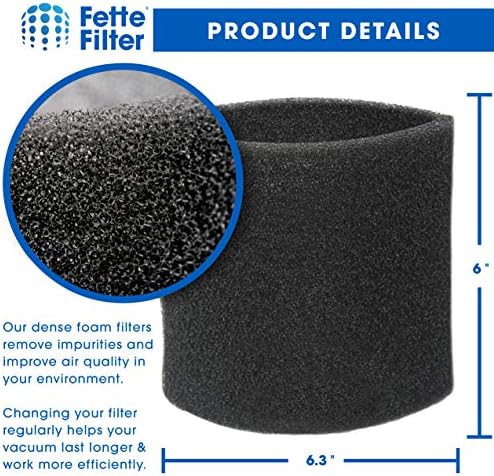 Filtro Fette-12 pacote de filtros VAC de molhado com vários ajustes VF2001TP Compatível com aspirador de pó seco úmido se encaixa na maioria das lojas-vac, Vacmaster e Genie Shop Vacuum Cleaners