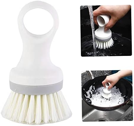 Escova de prato de palmeira pequena lavagem redonda de lavagem de lavagem de lavagem da ferramenta de limpeza branca, escova de