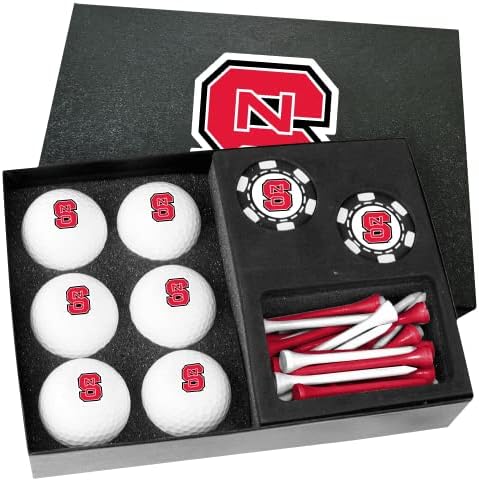 Golfballs.com Gift de Wolfpack do Estado da Carolina do Norte com chips de poker preto - bolas em branco