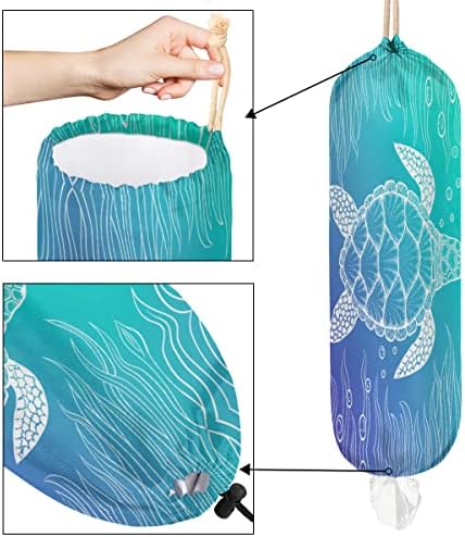 Saco de sacola plástica tema oceânico tema marinheiro marinho de parede de parede de mercearia portador lavável dispensador