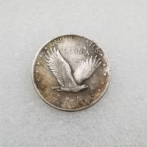 Antigo Artesanato Americano 1923 -S Edição - 1/4 dólar de prata de prata de prata em latão dólar de prata estrangeira