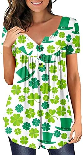 Mulheres v pescoço st patricks camisa de manga curta irlandesa shamrock tees gráficos engraçados lucky tshirts blusas floral bufle