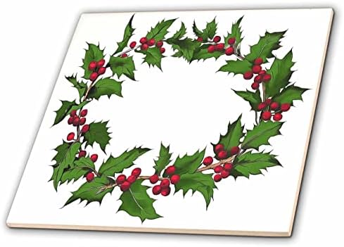 3drose natal holly wreath verde vermelho em branco - telhas