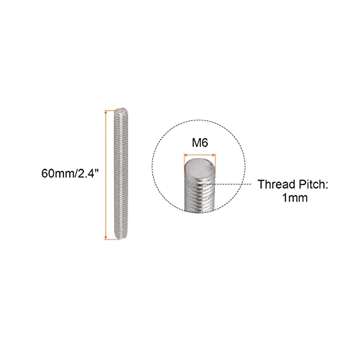 REBOWER TOLAMENTE ANDO RAÇO TOLO ESQUEDO 304 PERGURAS DE BARRA DE ALENTE ATENAS ANELAÇÃO, [Para grampos e parafusos em U] - M6 x 60mm macho rosqueado/prata/10pack