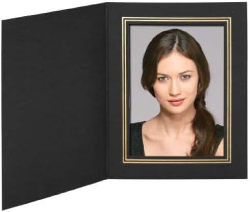 Malelo e companhia, pacote de 100, 4x6 Pastas de fotografia, preto com acabamento em papel dourado, moldura de papelão, cartas de