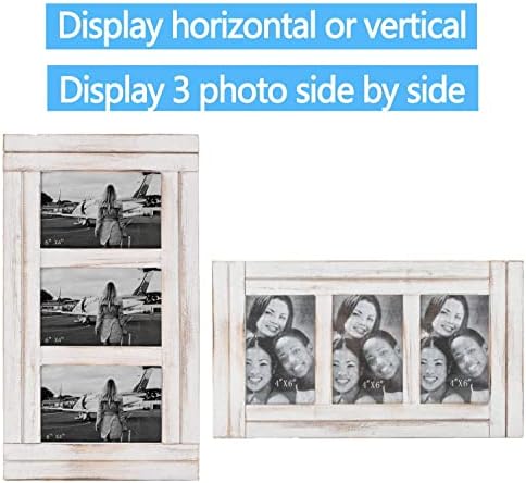 Colagem de fotos de imagens de 3 quadros rústicos 4x6 Artesanato montado na parede, pendurado horizontal e vertical,