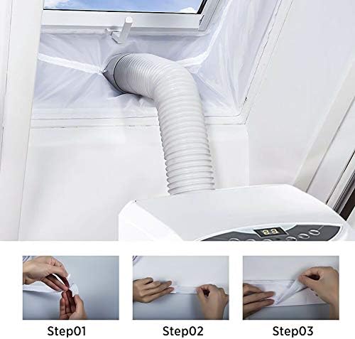 Turbro 158 Vedação universal de janela para exaustão portátil de ar condicionado com zíper e fixador adesivo - funciona