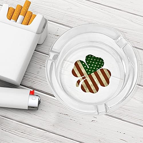 Vintage dos EUA Flag shamrocks Clover Cigarettes Fumadores de vidro cinzas bandeja de cinzas para o escritório em casa Decoração de mesa de mesa