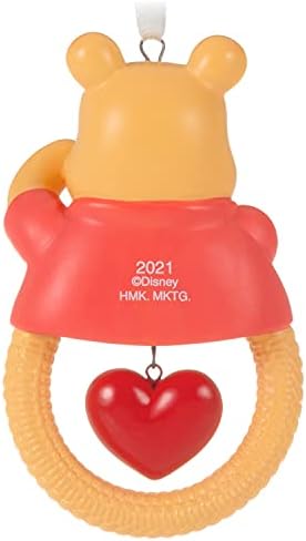 Hallmark Keetake Ornamento de Natal, ano datado de 2021, Disney Winnie the Pooh Baby's First Christmas, porcelana