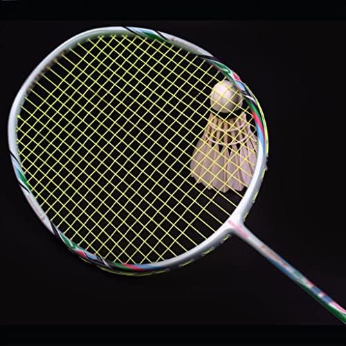Espessa 4u smash tipo badminton raquete de fibra de carbono 32 libras tiro único ofensivo para adultos