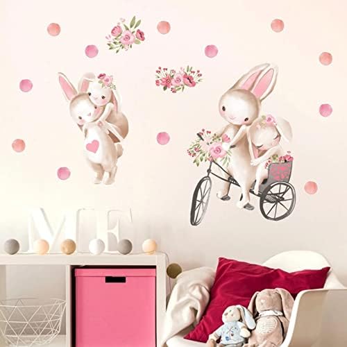 Adesivos de parede de pontas de coelho fofas para crianças quartos diy animais berçário papebaby meninas decoração de quarto