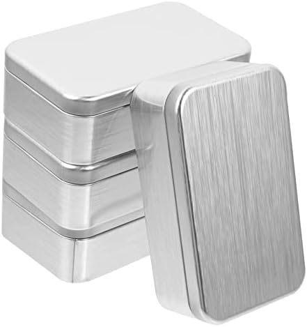 Yardwe 4pcs embalagem de presentes Caixa de ferro mini dobra presentes na caixa de lata retangular de pequena caixa de armazenamento a granel com tampa Chritas Candy Home Tool Tins Plate