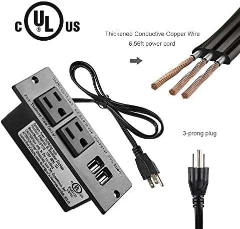 Conferência Power Strip Trind com portas USB, tira de tabela de mesa, estação de carregamento de desktop com 2 saídas e 2 portas USB