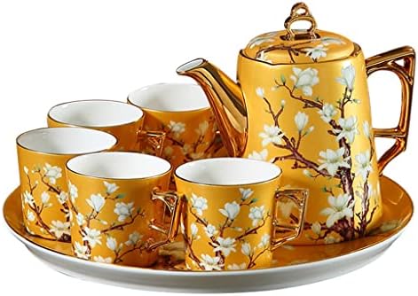 Conjunto de chá da tarde da tarde de Houkai com bandeja de estilo europeu de estilo de estar de estar bebendo de vidro para beber bule de chá de chá de chá
