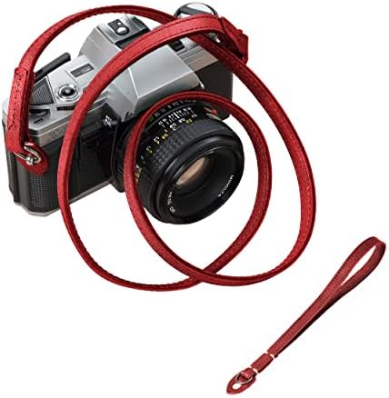Padwa Red Genuine Leather Câmera Câmera e Câmera de Câmera de Mandela Desento de pulseira - Chave de grão completo, tiras