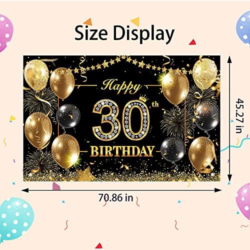 LUCLEAG Feliz 30º aniversário Decoração de banner de pano de fundo, 70,9 x 45.3in tamanho grande.
