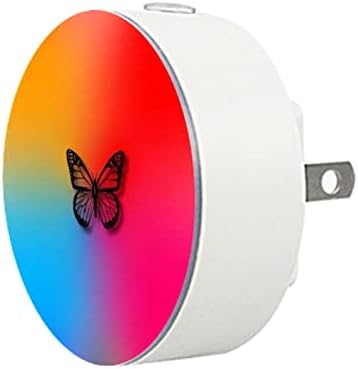 Heoeh pequena luz noturna com monarca borboleta colorida plugue de luz noturna na parede com pacote de sensores do crepúsculo do anoitecer de 2