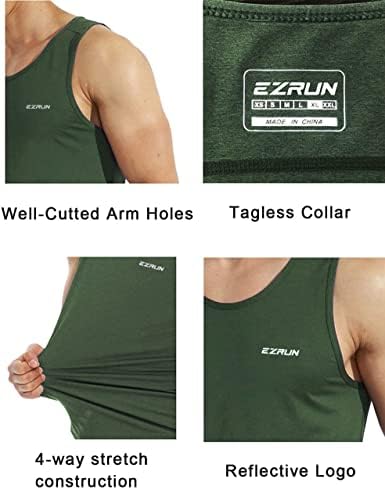 Tampa de tanques esportivos secos e secos de Ezrun para Men para a execução atlética da academia de bodybuilding, treino de fitness camisetas sem mangas