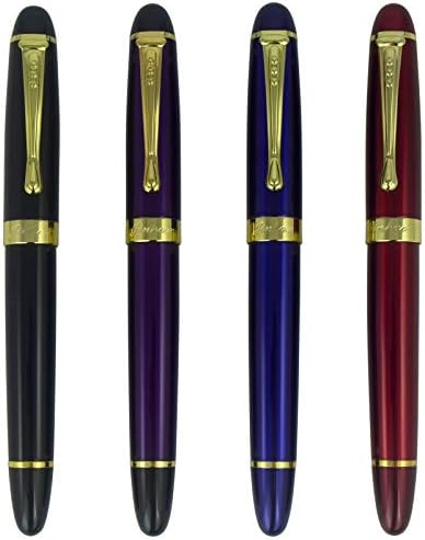 4 PCs Jinhao X450 conjunto de canetas, 4 cores, ponta média com conversor de tinta, acabamento em prata, capa de caneta