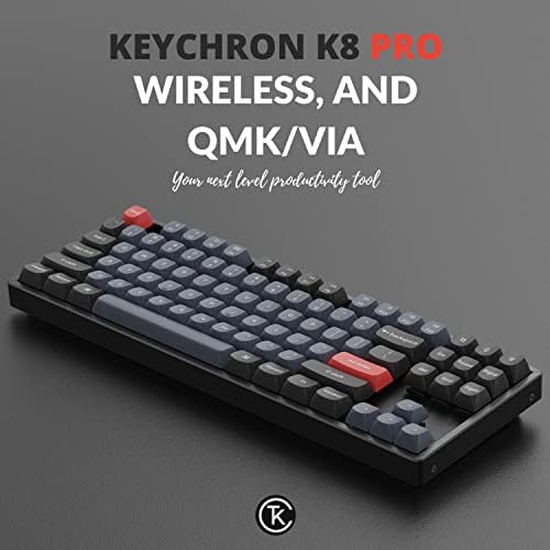 Keychron K8 Pro QMK/via teclado mecânico sem fio, teclado programável de alumínio de alumínio que não pode ser rejeitado, com