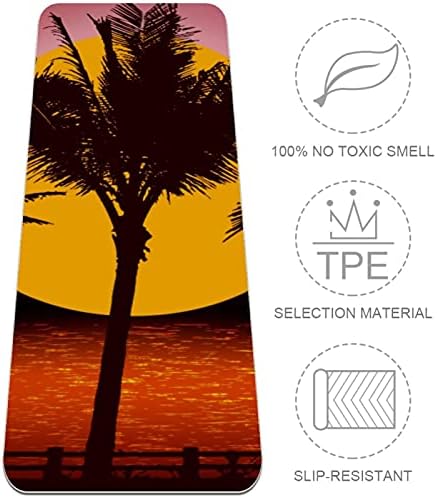 Ndkmehfoj Sunset Coconut Tree Palm Silhouette Beach Dobrando Ginástica Mat Yoga Mat Pad Não deslizamento Perca Peso Exercício de tapete esportivo à prova d'água para ginástica pilates