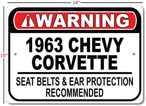 1963 63 Chevy Corvette Sateting Belt Recomendado Sinal rápido, sinal de garagem de metal, decoração de parede, sinal de carro GM - 10x14 polegadas