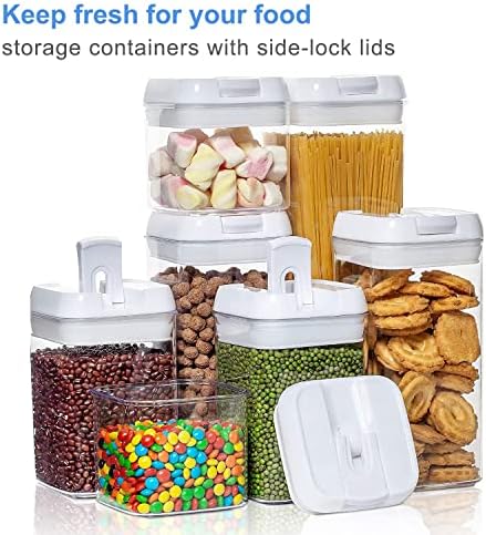 7 Pacote de contêineres de armazenamento de alimentos herméticos, recipientes de armazenamento de plástico com tampas de bloqueio