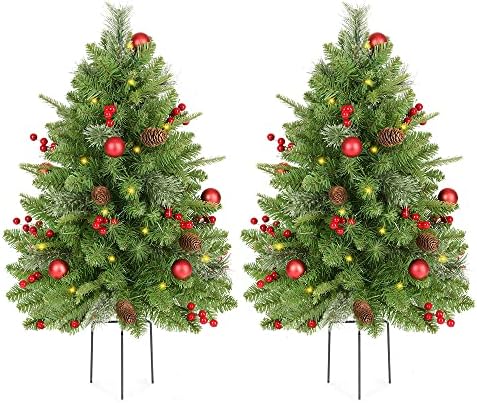 Lifefair de 30 polegadas de árvore de Natal ao ar livre de 2, decorações de chapéu de Natal de pré-iluminação, árvore ao