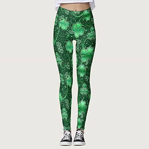 Fun Divery St. Patrick's Day High Wistide Perneiras para mulheres- Controle de barriga macia Slimming Yoga Pants for Workout Running