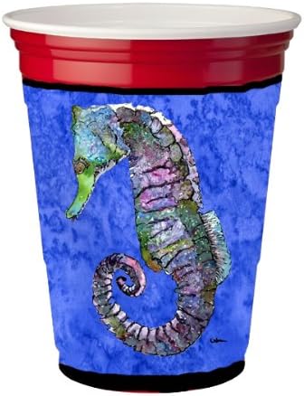 Tesouros de Caroline 8639rcschorse Seahorse Red Cup Hugger, copo de copo Machine de manga Hunha lavável Lavagem de manga Huschapger