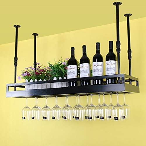 Prateleiras de vinho lxdzxy, rack de vinho pendurado, porta -vidros de vinhos de prateleira de calichete, vidro de vidro de vidro, rack de vinhos de vidro, preto, 5035cm