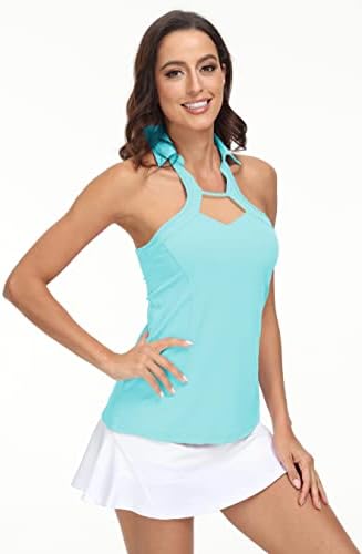 TrendiMax Sleesens Sleesess Golf Shirt Mesh Racerback Polo Camisetas Polo Tanques Athletics Wicking Athletic Tops Tops para mulheres