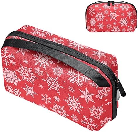 Carteira de bolsa de bolsa de viagem de caixa de transmissão de caixa de transmissão de caixa USB Acessório de bolso, Snowflake Christmas Red