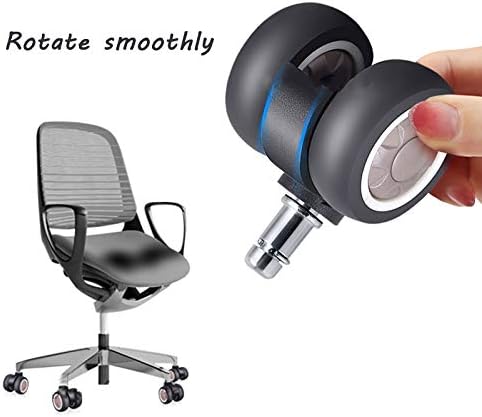 SQHY Cadeira de escritório giratória Roda giratória, rodas de rodízio, rodízios duplos silenciosos, base de borracha, adequada