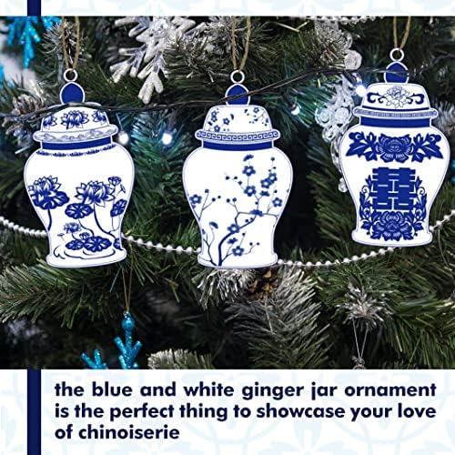40 peças natal chinoiserie enfeites de madeira azul e branco chinoiserie jarra jarra ornamentos gengibre jart ornament chinoiserie natal árvore pendurada ornamentos