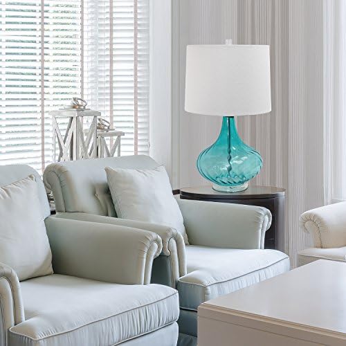 Designs elegantes lt3214-blu-blua lâmpada de mesa com tom de tecido, azul claro