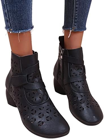 Mulheres botas de tornozelo para trabalho Botas de cowboy básicas de inverno botas de couro de lugo botas de cunha para